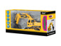 Une pelleteuse RC Jamara jaune dans une boîte.