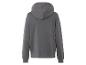 Un sweat-shirt gris à capuche et à manches longues.