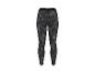 Legging de sport femme noir et gris à motif abstrait, avec ceinture élastique.