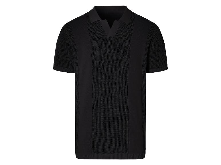 Polo noir en maille ajourée : un style élégant et décontracté.