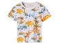 T-shirt blanc pour enfant à manches courtes avec imprimé dinosaures et palmiers.