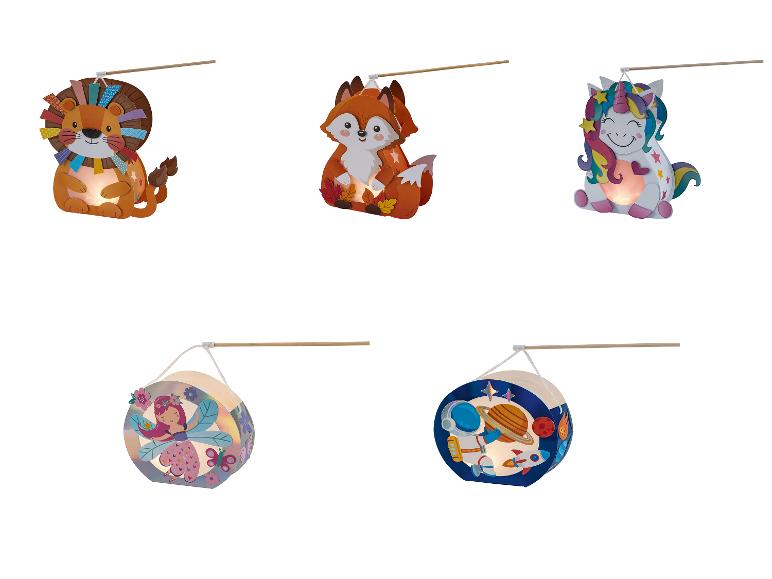 Lanternes pour enfants en forme de lion, renard, licorne, fée et astronaute.
