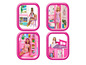 Maison de poupée Barbie avec cuisine, salle de bain, chambre et salon.