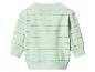 Sweat-shirt bébé vert clair à rayures horizontales.