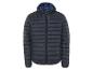 Une veste matelassée Lacoste bleu marine à capuche.