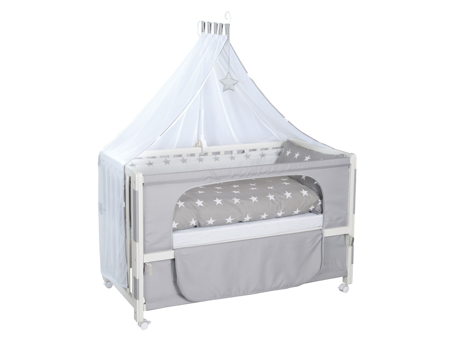 ROBA Lit bébé Room Bed, 60 x 120 cm (Petites étoiles, blanc)