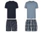 T-shirts et shorts de pyjama rayés et à carreaux.