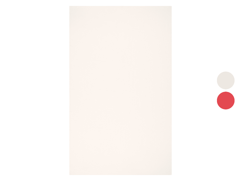 Nappe LIVARNO® 140 x 240 cm, beige avec échantillons rouges et beiges.