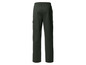 Pantalon cargo vert foncé avec ceinture élastique.