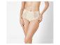 Culotte haute taille mi-haute beige avec dentelle.