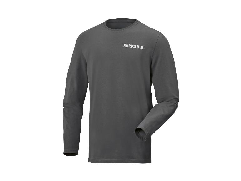 T-shirt gris à manches longues pour homme avec le texte 'PARKSIDE' sur la poitrine.