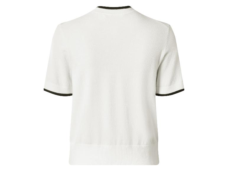 Pull blanc à manches courtes avec col et poignets noirs