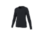 T-shirt noir à manches longues avec col rond et manches raglan.