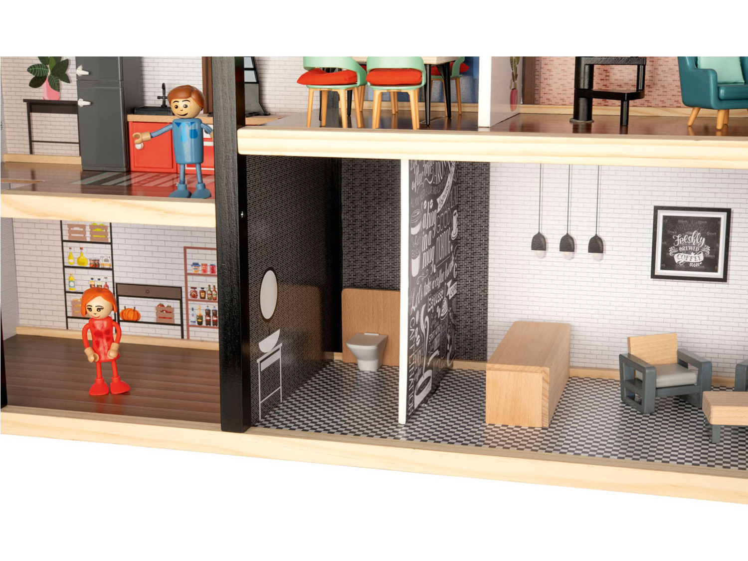 Playtive Maison de poupée XXL en bois, 54 pièces LIDL