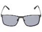 Lunettes de soleil avec monture métallique grise et verres gris.