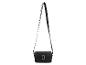 Sac à main noir pour femme avec longue bandoulière et boucle argentée