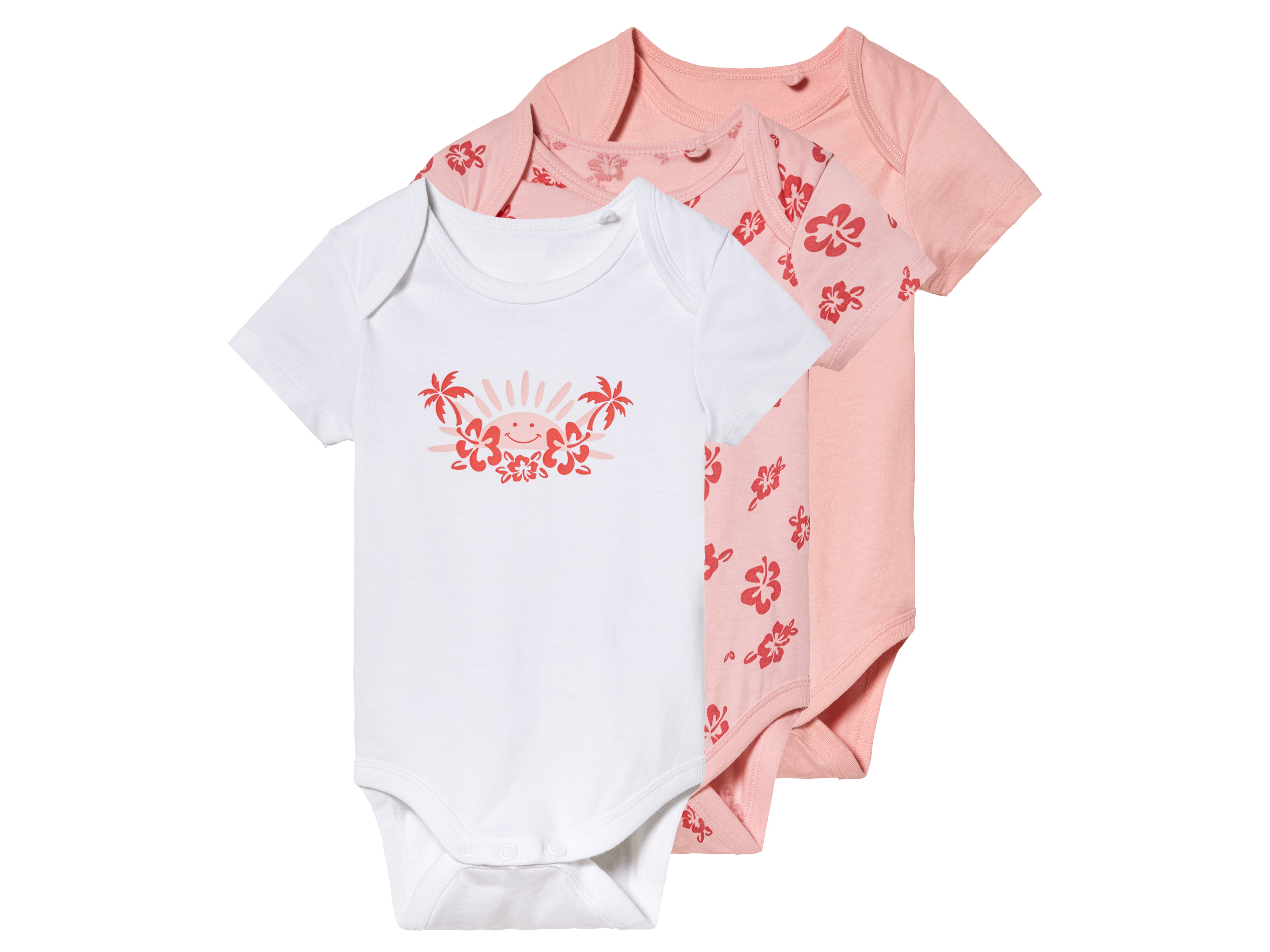 lupilu® Lot de 3 bodies bébé  (rose/blanc)