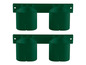 Quatre supports muraux verts pour suspendre des plantes.