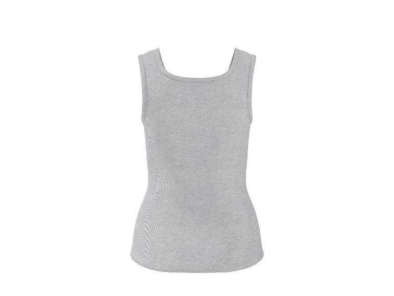 Débardeur côtelé gris clair avec encolure carrée sur fond blanc.
