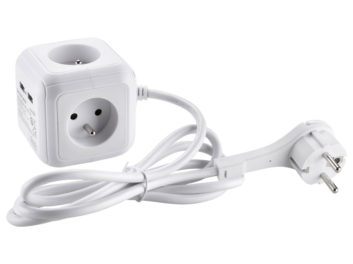 Cube Multiprise Electrique 4 Prises Couleur avec Interrupteur Individuel  pour Chaque Sortie - 12 Stickers Inclus - Cable 1.5m Normes NF - 9CM -  Blanc - Électricité et domotique - Achat & prix