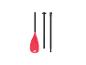 Pagaie de SUP rouge avec manche et extension noirs.