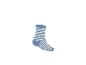Une chaussette bleue à rayures blanches