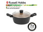 Une casserole noire Russell Hobbs Opulence de 24 cm avec couvercle.