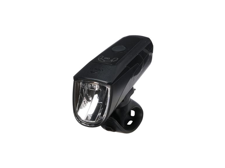 Phare de vélo Crivit noir à LED avec support de montage.