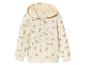 Un sweat à capuche crème pour enfant avec un motif arc-en-ciel.