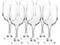 Un ensemble de six verres à vin rouge.