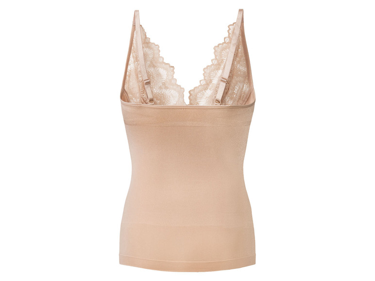 Un top beige avec un détail en dentelle au dos.