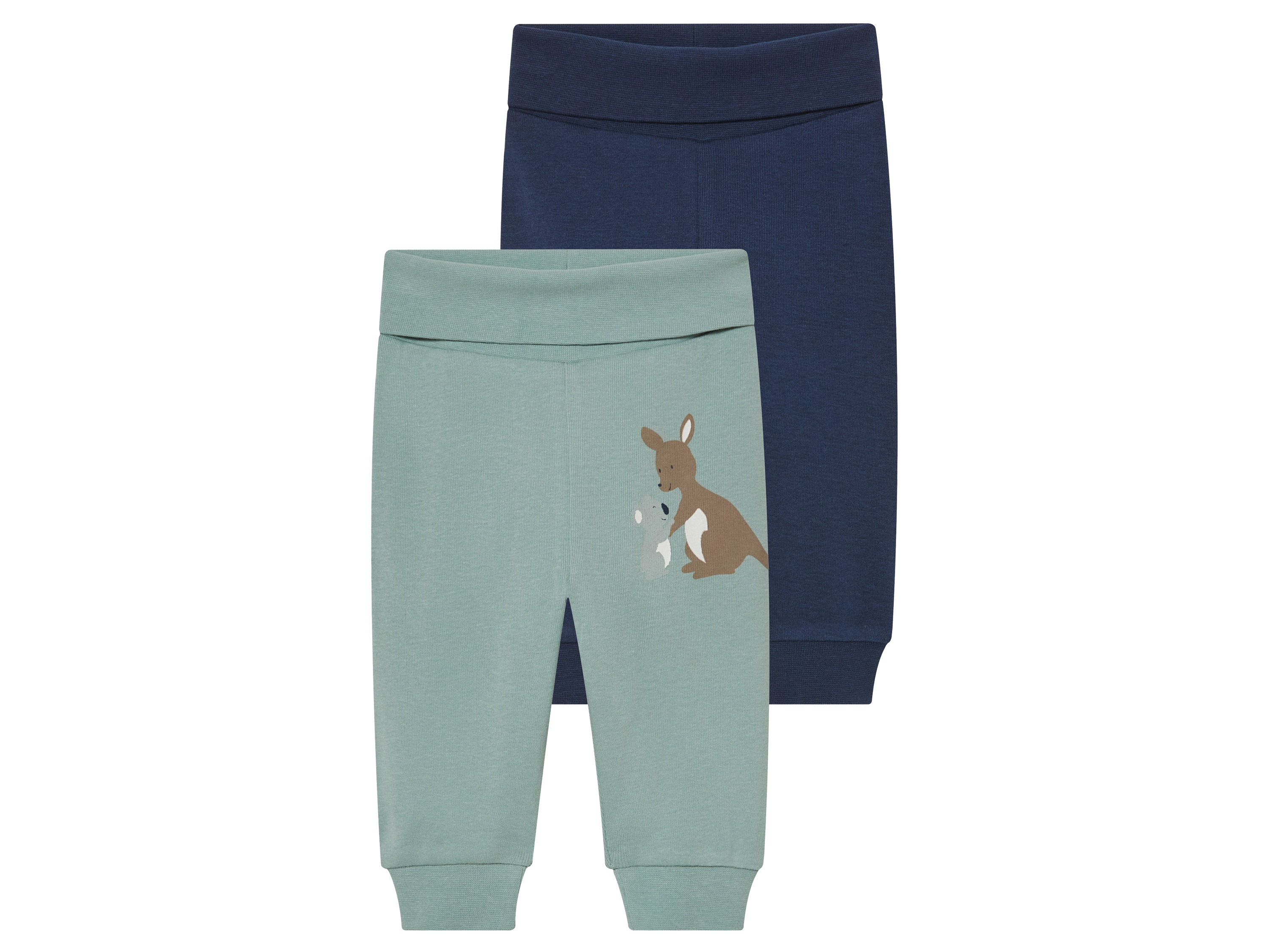 lupilu® Lot de 2 pantalons molletonnés bébé (vert/bleu foncé, 50/56)