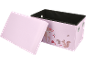 Boîte de rangement rose avec couvercle et motif d'animaux de la forêt.