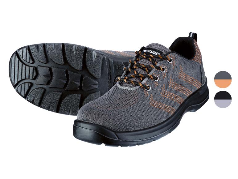 Chaussures de sécurité grises avec des accents orange de Parkside.
