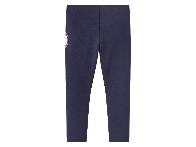 Legging bleu foncé avec un motif rose sur la cuisse gauche