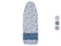 Housse de planche à repasser à motif coquillages bleus et blancs, avec bande 'High Speed Bügelzone'.