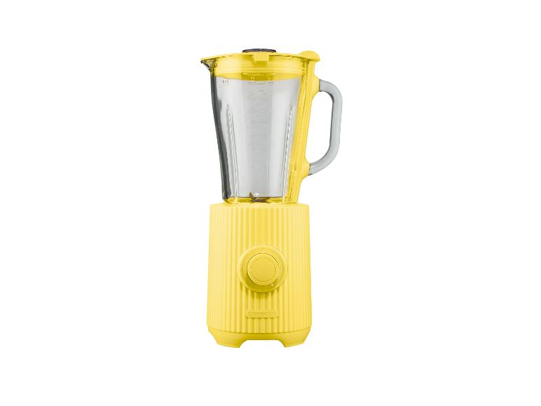 Mixeur Silvercrest jaune avec pichet transparent et cadran de commande.