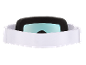 Masque de ski blanc avec verres bleus et mousse noire.