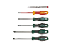 Ensemble de tournevis Parkside : six tournevis de tailles et de pointes différentes.