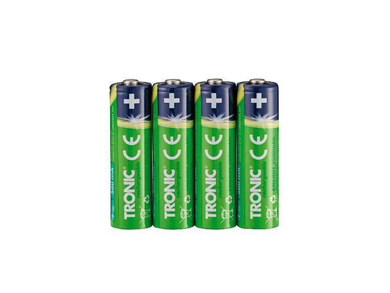 Lot de quatre piles rechargeables TRONIC Energy 2500mAh.