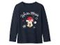 T-shirt à manches longues bleu marine avec Minnie Mouse portant un bonnet de Noël et le texte 'Winter Magic'.