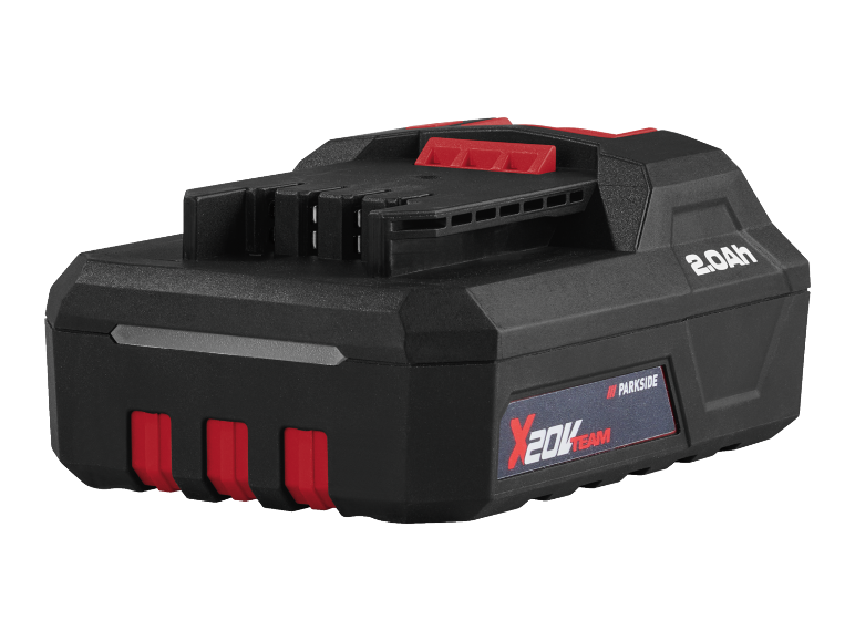 Batterie d'outil électrique noire et rouge de 2,0 Ah avec marquage X 20V TEAM