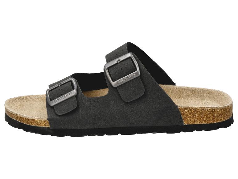 Sandale noire à deux brides avec boucles et semelle en liège.