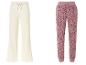 Deux pantalons de survêtement : un blanc et un rose à imprimé léopard.