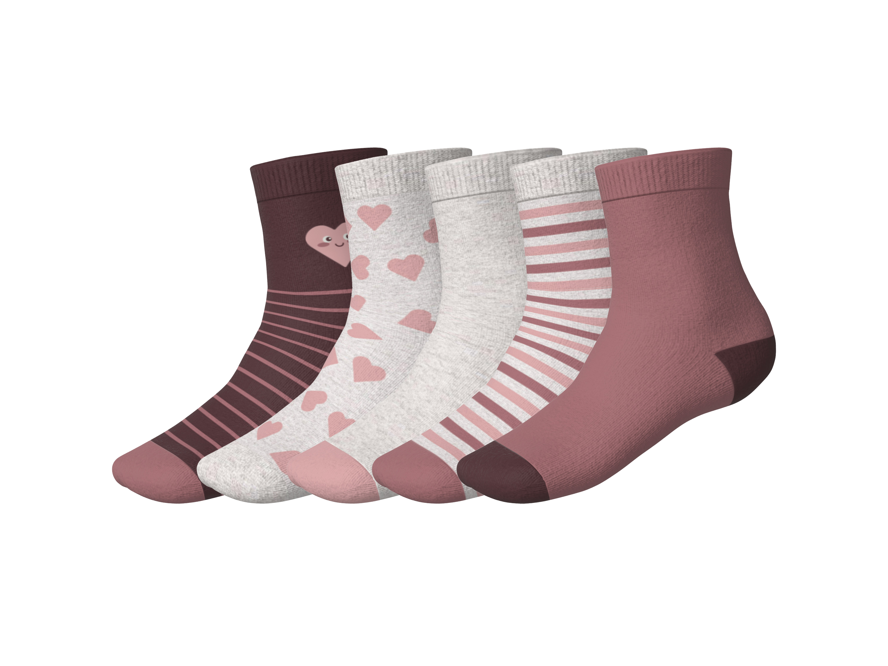 lupilu® Lot de 5 paires de chaussettes enfant (blanc/rose, 19-22)