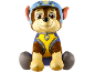 Peluche de chien en uniforme bleu et jaune avec un badge