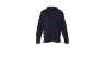 Col roulé enfant bleu foncé avec logo montagne rouge.