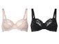 Deux soutiens-gorge en dentelle : beige et noir.