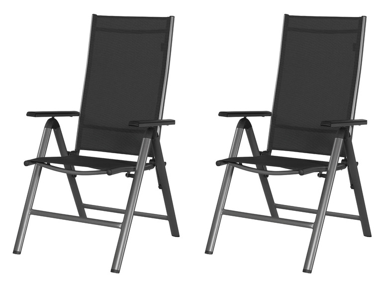 Aller en mode plein écran : LIVARNO home Lot de 2 fauteuils à dossier haut Houston, argent/gris - Image 1