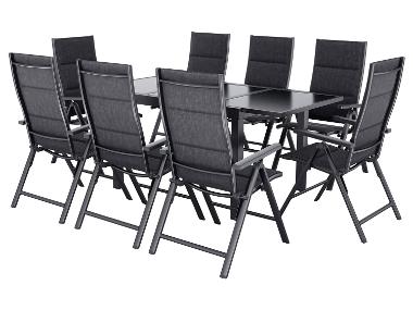 LIVARNO® Ensemble de jardin, Houston / Toronto : Table extensible avec 8 fauteuils à haut dossier